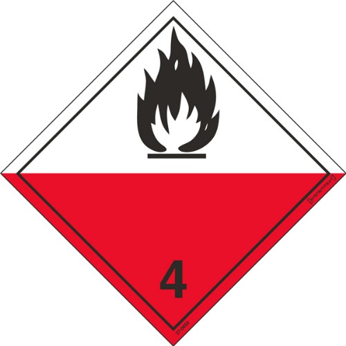 Skylt ADR självantändande ämne självhäftande