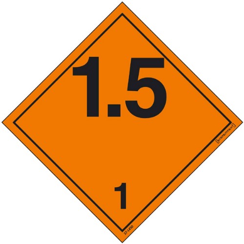 Skylt ADR explosiva ämnen nr 1.5 1 självhäftande