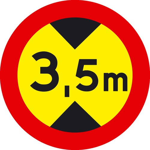 Vägmärke begränsad fordonshöjd 3,5 m