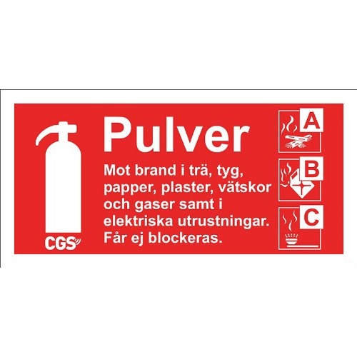 CGS skilt for pulverslokkingsapparat