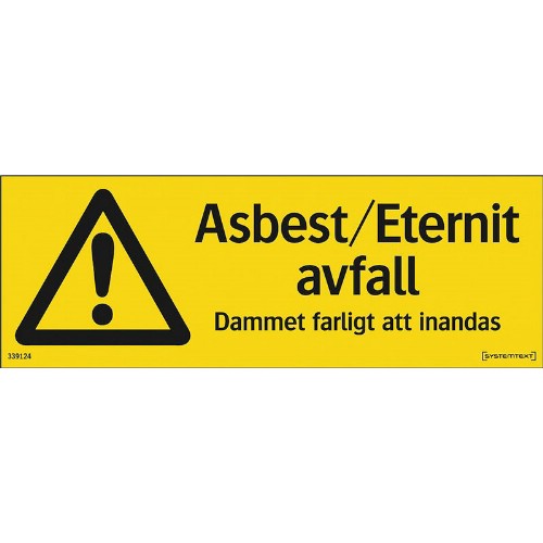 Skylt asbest/eternit avfall 