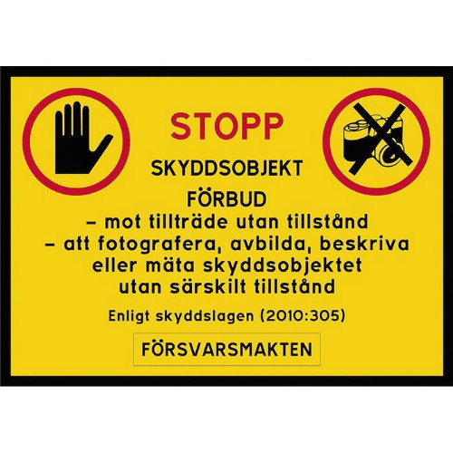 Skylt skyddsobjekt försvarsmakten 
