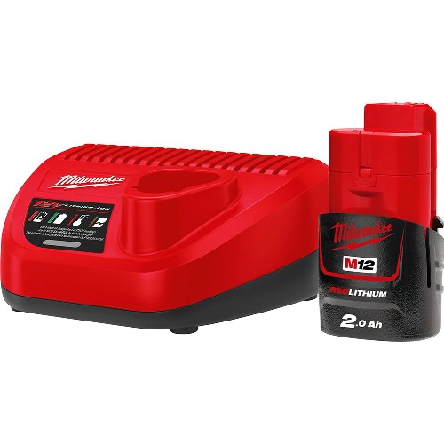 Laddare- och batteripaket MILWAUKEE 1x12 V 2,0 Ah Li-Ion