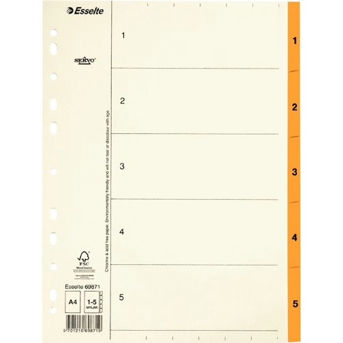 Register A4 papper plastförstärkta flikar