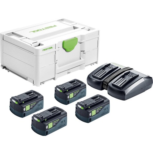 Laddare- och batteripaket FESTOOL 4X18 V 5,0 Ah Li-Ion