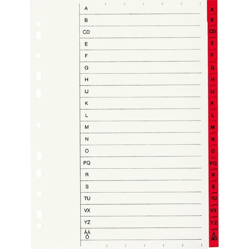 Register A4 papper plastförstärkta flikar
