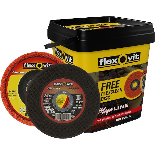 Kapskiva FLEXOVIT Mega Line Inox Typ 41 + Flexclean rondell