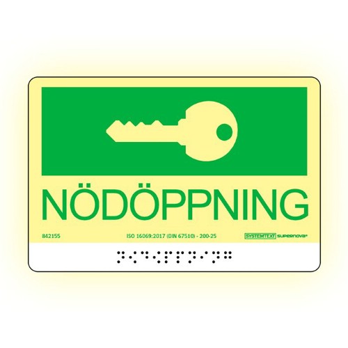 Nødåpningsskilt Supernova farge taktil