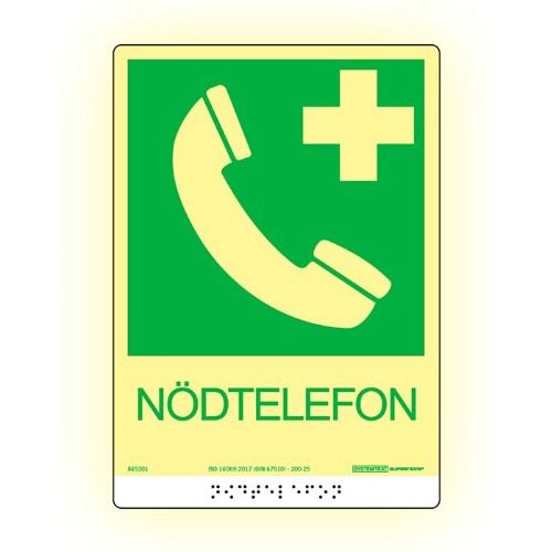 Nødtelefonskilt Supernova farge taktil