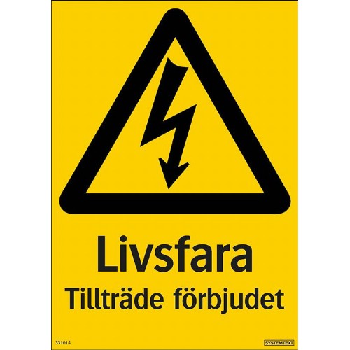 Skilt for livsfare