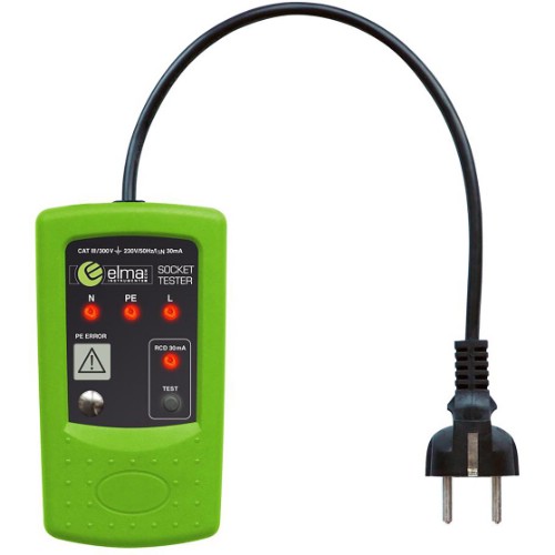 Tester for vegguttak ELMA 8410 Gjøken med test av jordfeilbryter